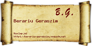Berariu Geraszim névjegykártya